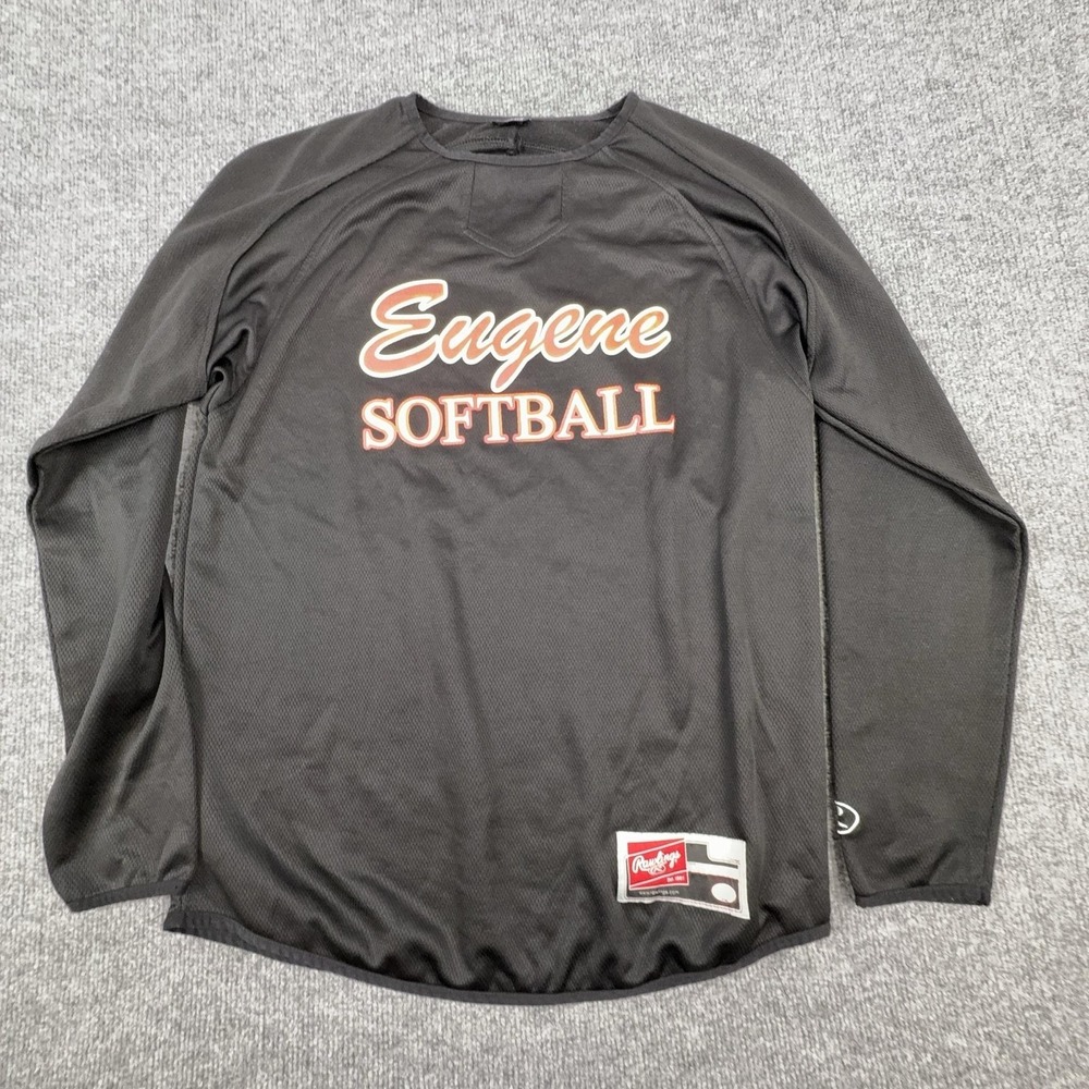Rawlings Shirt Mens Small Black Eugene Softball Long Sleeve Jersey Top Athletic